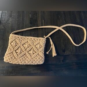 Handwoven Macrame Crossbody Bag in Natural Cream